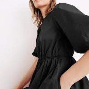 Madewell Poplin Crewneck Bubble-Sleeve Dress NWT